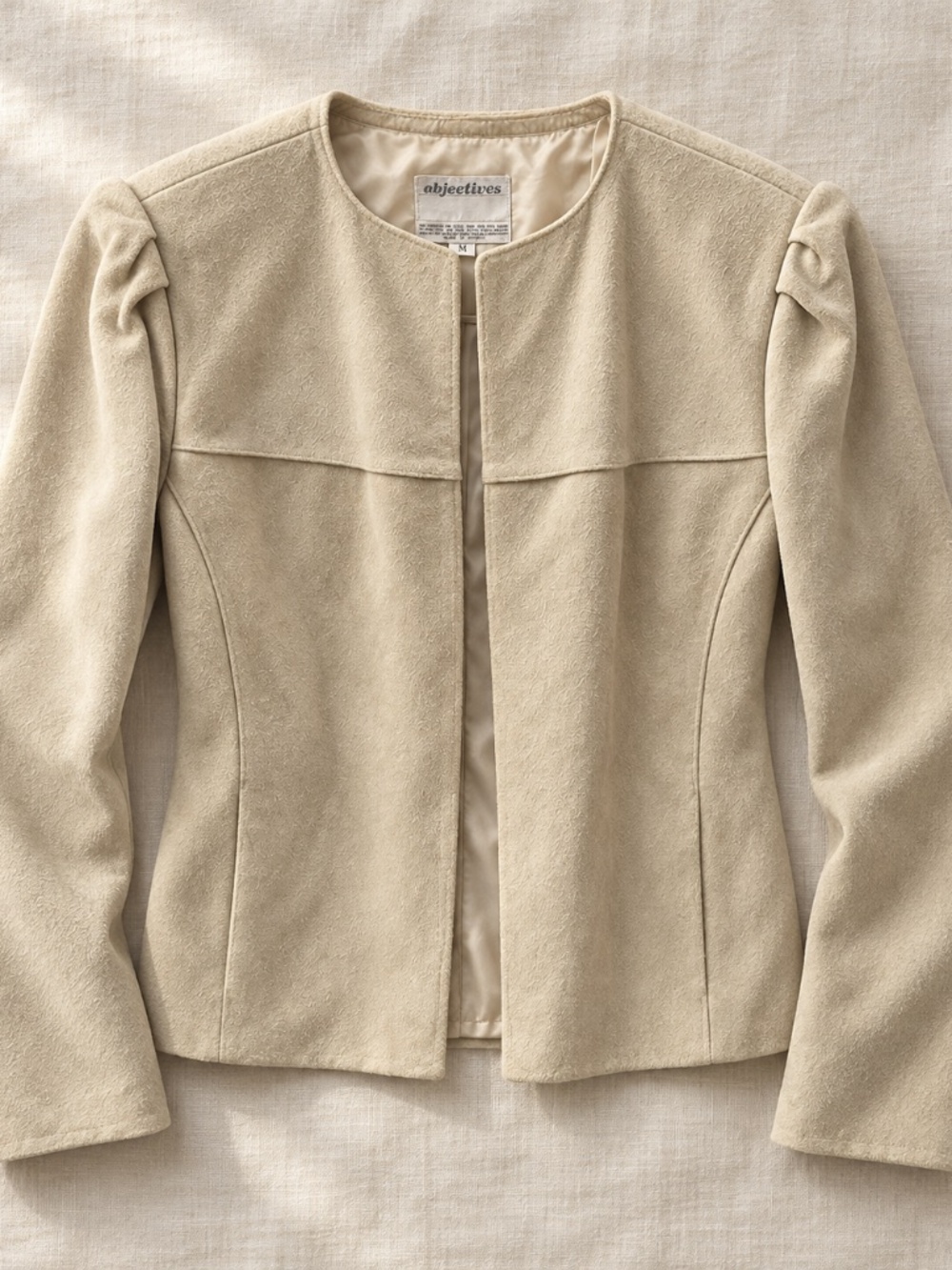 ✨ Vintage Objectives Puff Sleeve Jacket | Collarless Tan Blazer M